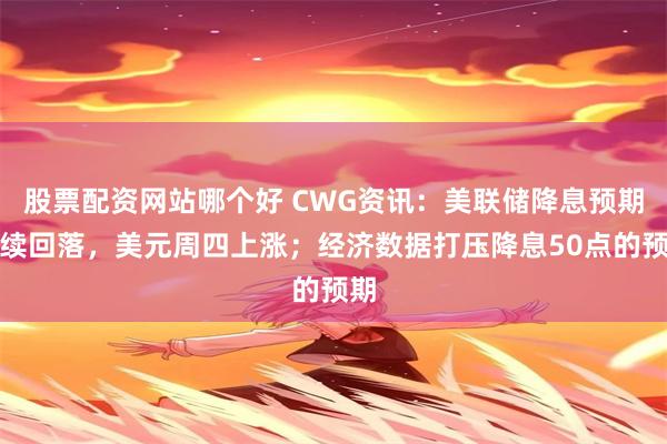 股票配资网站哪个好 CWG资讯：美联储降息预期继续回落，美元周四上涨；经济数据打压降息50点的预期